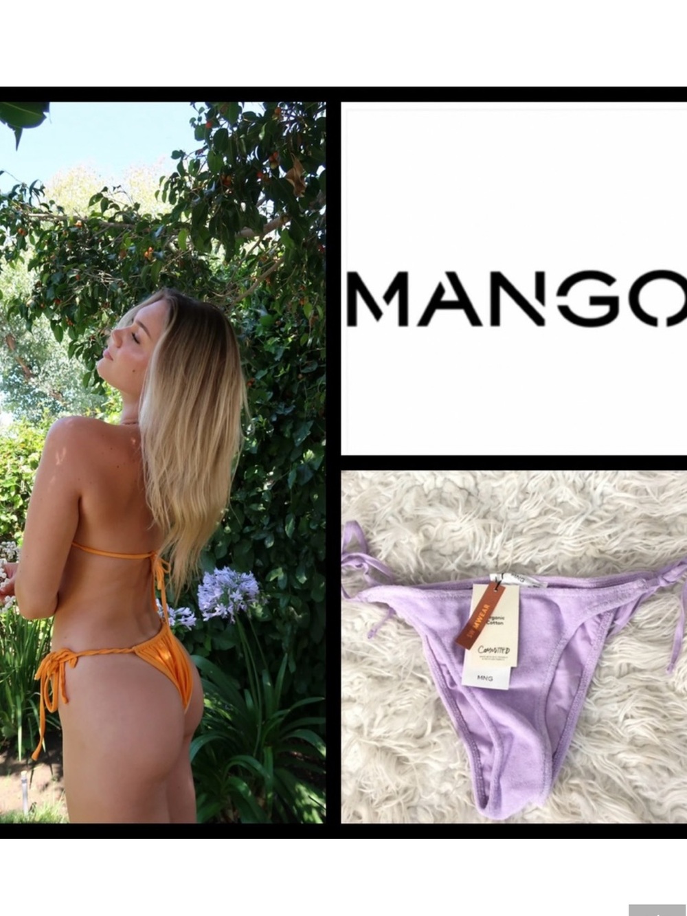 NWT Mango MNG French Terry Brazilian Bikini